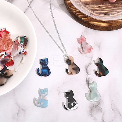 24Pcs 12 Colors Cellulose Acetate(Resin) Pendants KY-GL0001-03-1
