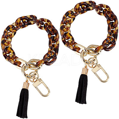 2Pcs Acrylic Cable Chain Bracelet Pendant Decorations AJEW-SC0003-71B-1
