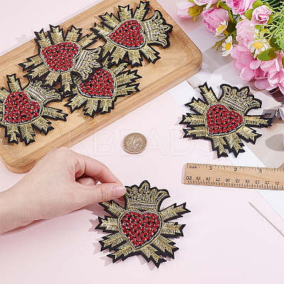 6Pcs Embroidery Beading Felt Cloth Iron On/Sew On Patches with Paillette PATC-HY0002-06-1