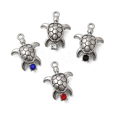 304 Stainless Steel Micro Pave Rhinestone Pendants STAS-G369-07P-1