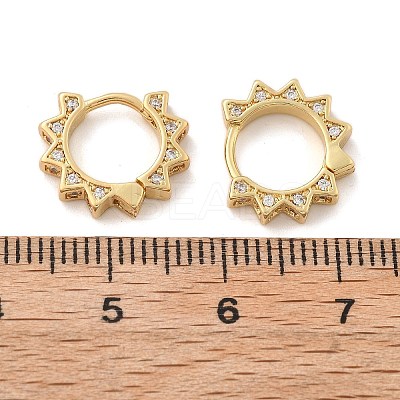 Clear Cubic Zirconia Sun Shape Hoop Earrings EJEW-P199-07G-1