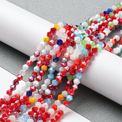 Opaque Solid Color Electroplate Glass Beads Strands EGLA-A039-P4mm-A16-1