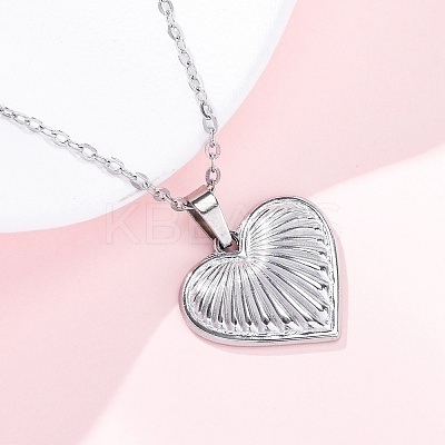 Heart 304 Stainless Steel Pendant Necklaces NJEW-H059-18P-1