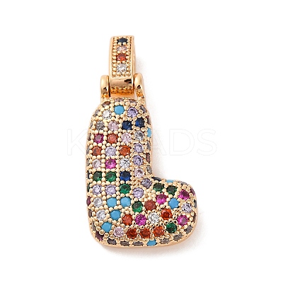 Brass Micro Pave Cubic Zirconia Pendants KK-C076-29L-G02-1