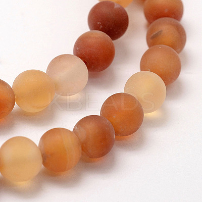 Frosted Natural Red Agate Beads Strands G-F372-6mm-1