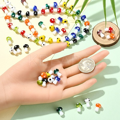 3 Strands Mushroom Handmade Lampwork Beads Strands LAMP-YW0001-33-1