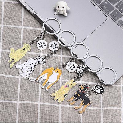 WEWAYSMILE Dog Keychain Car Keychain Pet Pendant Key-Ring Lovely Dog Key-ring Portable Metal Keychain Gift for Pet Lover Birthday Puppy Theme Party Supplies (Cocker Dog) JX800A-1