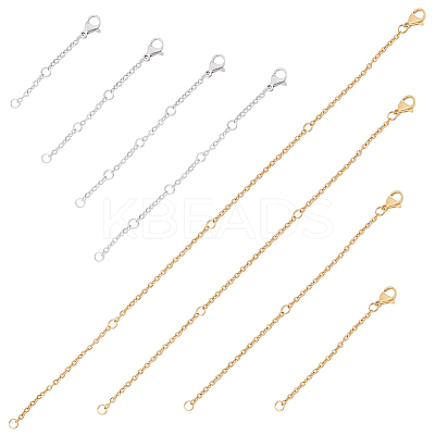 16Pcs 8 Style 304 Stainless Steel Cable Chain Extender STAS-CN0001-61-1