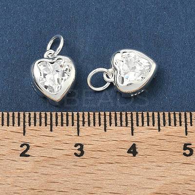 925 Sterling Silver Pave Clear Cubic Zirconia Heart Charms STER-H119-04S-1