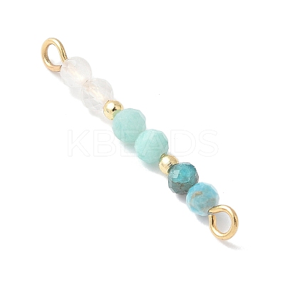 Faceted Round Natural Quartz Crystal & Amazonite & Apatite Beaded Connector Charms PALLOY-JF03530-03-1