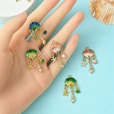 6Pcs 3 Colors Alloy Enamel Pendants ENAM-YW0003-79-1