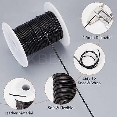 20M Round Cowhide Leather Cord WL-WH0015-01A-02-1