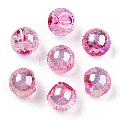 UV Plating Rainbow Iridescent Acrylic Beads OACR-G012-06F-1