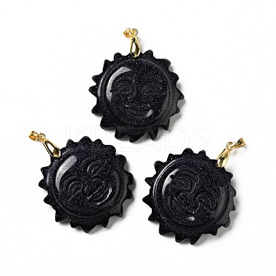 Synthetic Blue Goldstone Pendants G-E043-01B-03G-1
