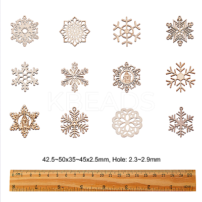 50Pcs Laser Cut Unfinished Wood Pendants WOOD-CJ0001-37-1