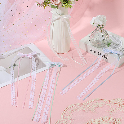 8Pcs 4 Colors Lace Bowknot Polyester Alligator Hair Clips PHAR-CY0001-01-1