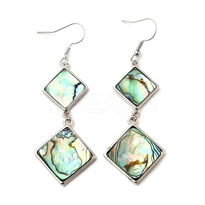 Brass Natural Abalone Shell Dangle Earrings EJEW-F388-01E-P-1