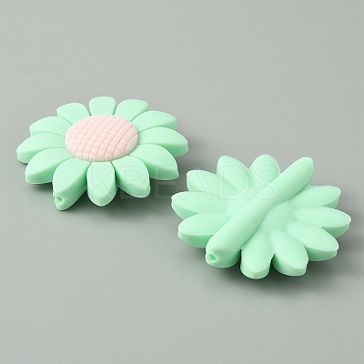 Sunflower Silicone Beads LS-SIL-WH0019-17B-1