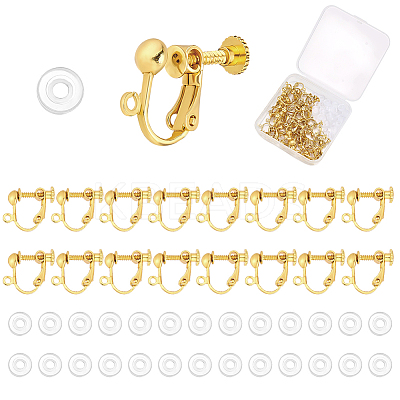 40Pcs Brass Screw Clip Earring Converter KK-ME0001-27G-1