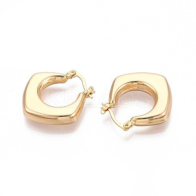 Rhombus Brass Hoop Earrings EJEW-T047-109G-1