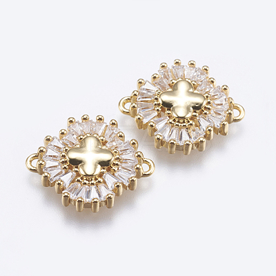 Brass Micro Pave Cubic Zirconia Links KK-P137-09G-RS-1