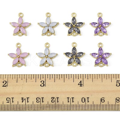 24Pcs 4 Colors Alloy Rhinestone Connector Charms ALRI-FS0001-13-1