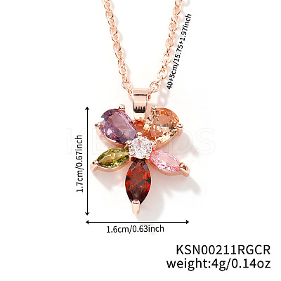 Brass Colorful Rhinestone Pendant Necklaces for Women IM3038-1-1