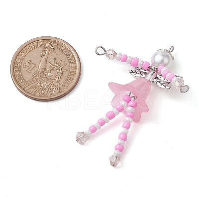 Glass Seed & Acrylic Pearl Beaded Big Pendants PALLOY-MZ00194-03-1