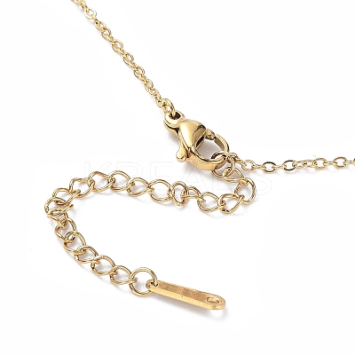201 Stainless Steel Moon with Star Pendant Necklace with Cable Chains NJEW-Q317-06G-1