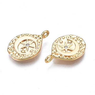 Brass Micro Pave Clear Cubic Zirconia Pendants KK-N232-246-1