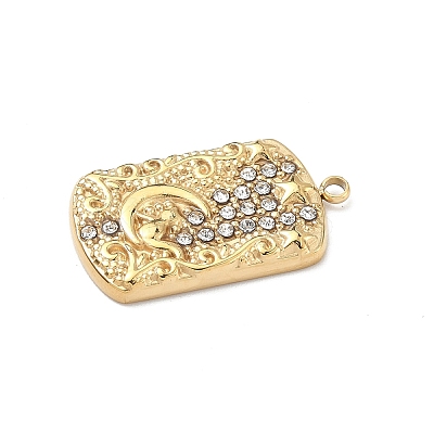 304 Stainless Steel Rhinestone Pendants STAS-U054-04G-1