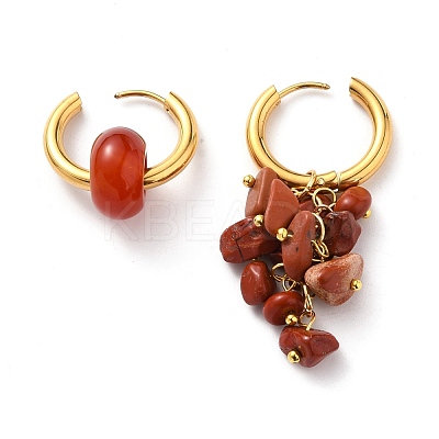 Natural Mixed Stone Bead Asymmetrical Earrings EJEW-JE04353-1