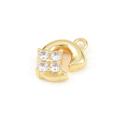 Brass Micro Pave Clear Cubic Zirconia Charms KK-Z151-18G-C-1