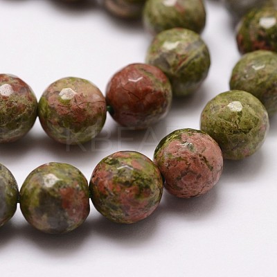 Natural Unakite Beads Strands G-G736-26-6mm-1
