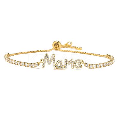 Mother's Day Brass Micro Pave Clear Cubic Zirconia Slider Bracelets FS-WGA4315-05-1