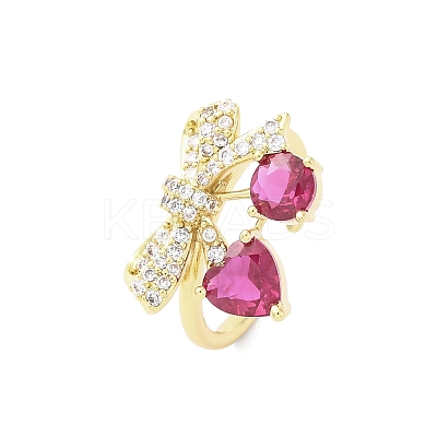 Brass Micro Pave Cubic Zirconia Cuff Rings for Women RJEW-A062-01G-1