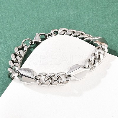304 Stainless Steel Cuban Link Chain Bracelets BJEW-G766-02P-1