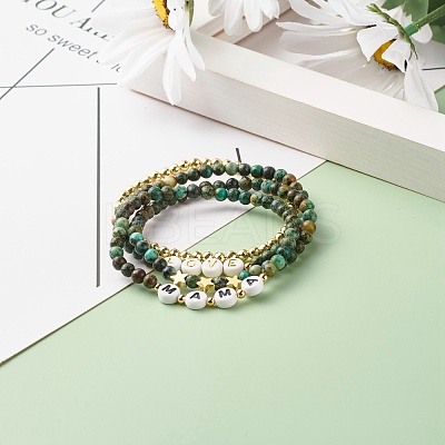 Love Mama Beads Stacking Stretch Bracelets Set for Mother's Day BJEW-JB07159-1
