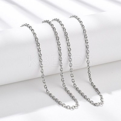 3MM 304 Stainless Steel Cable Chain Necklaces NJEW-T016-09P-1