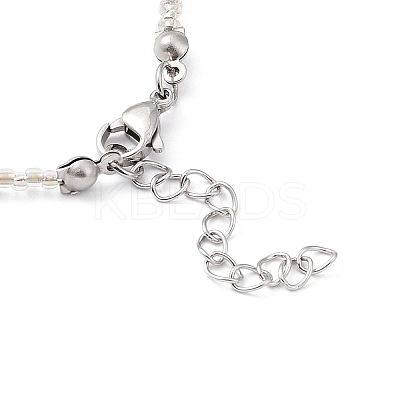 Natural Pearl Pendant Necklace with Glass Beaded Chains NJEW-M201-01A-1