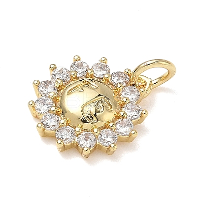 Brass Micro Pave Clear Cubic Zirconia Charms KK-L253-22G-02-1