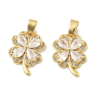 Clover Brass Micro Pave Cubic Zirconia Pendants KK-M325-13B-G-1