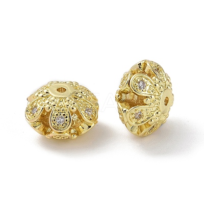 Rack Plating Brass Micro Pave Clear Cubic Zirconia Beads KK-K341-40G-1