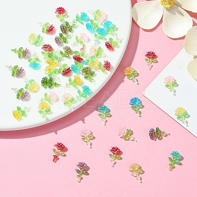 50Pcs 5 Colors Transparent Resin Decoden Cabochons RESI-YW0001-66-1