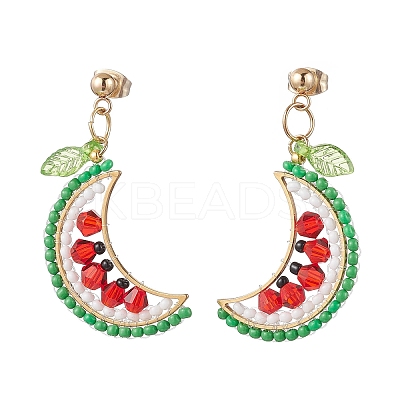 fruits Glass Stud Earrings EJEW-MZ00524-02-1