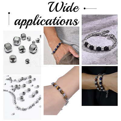 80Pcs 8 Styles 304 Stainless Steel Bead STAS-AR0002-04-1