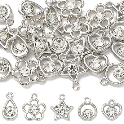 25Pcs 5 Styles Plastic with Resin Rhinestone Pendants FIND-YW0009-87-1