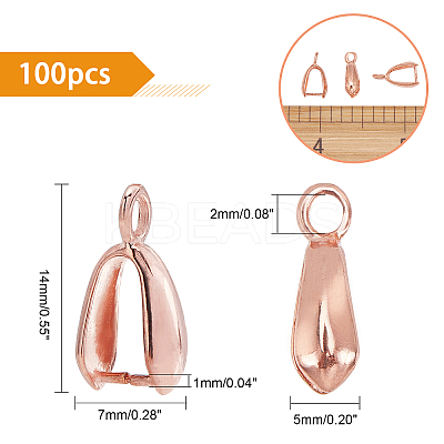 Grade AA Brass Ice Pick Pinch Bails for Pendant Making KK-PH0001-35RG-NR-1