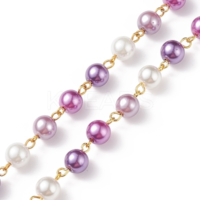 Handmade Glass Pearl Beaded Chain AJEW-JB01134-02-1