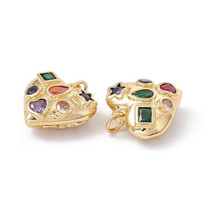 Rack Plating Brass Micro Pave Colorful Cubic Zirconia Pendants ZIRC-C040-13G-1